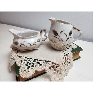 Vintage Tiny Set of Creamers, Gold Wheat‎ Pattern, Saffon China, FALL Inspo!